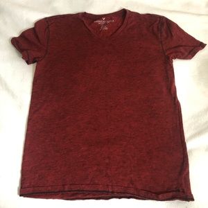 Burgundy V-Neck American Eagle Outfitters Tee